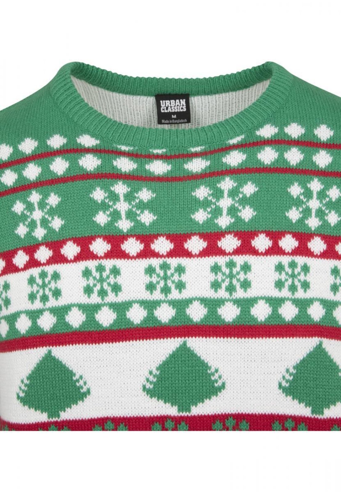 Snowflake Christmas Tree Sweater - Green White Red